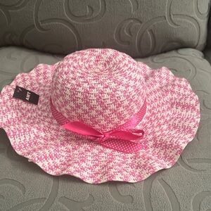 MT Pink and White Woven Sun Hat